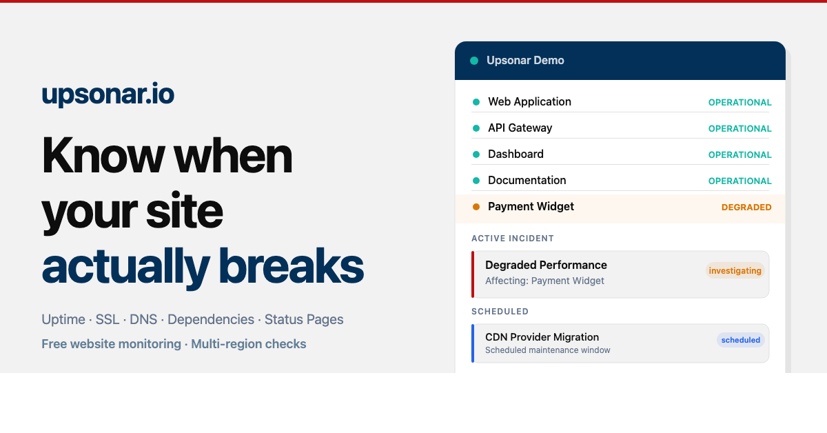 Free Website Monitoring — Beyond Just Uptime Checks | upsonar.io